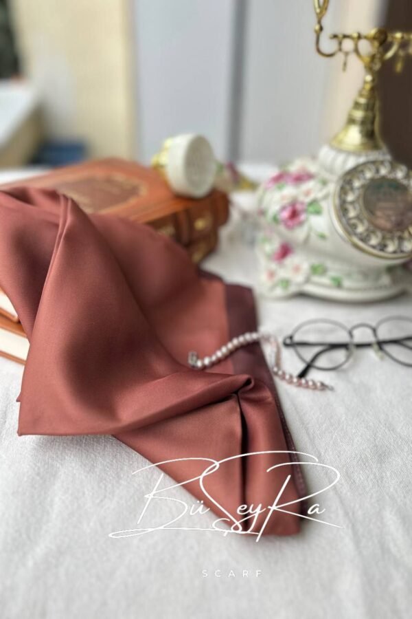 Düz Renk Twill Eşarp- Kiremit - Görsel 3